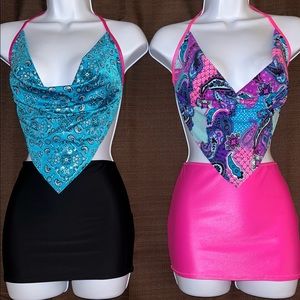 Exotic Dancewear Sets Handmade 2pc Halter Top & Mini Skirt Size Medium